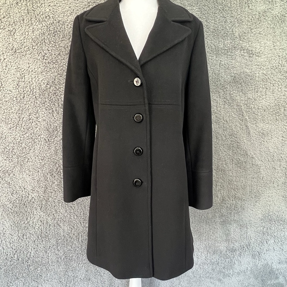 Larry Levine Black Wool Blend Coat Women's 10 Overcoat
